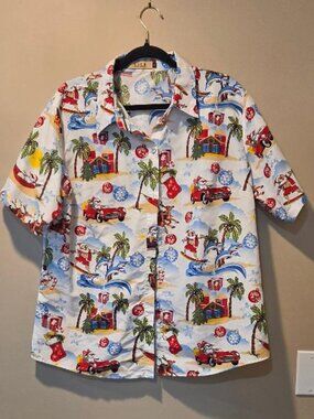 SSLR Tropical Santa Claus Party Hawaiian Shirt Women's XL